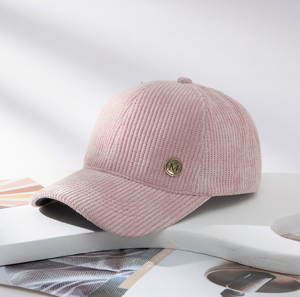 Warm Sunshade Corduroy Baseball Cap with Metal M