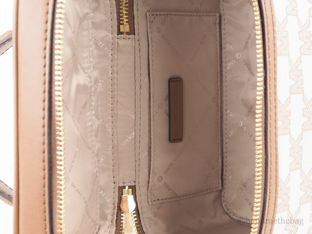 Michael Kors Jet Set Medium Luggage Jacquard Canvas Zip Trunk Crossbody Handbag