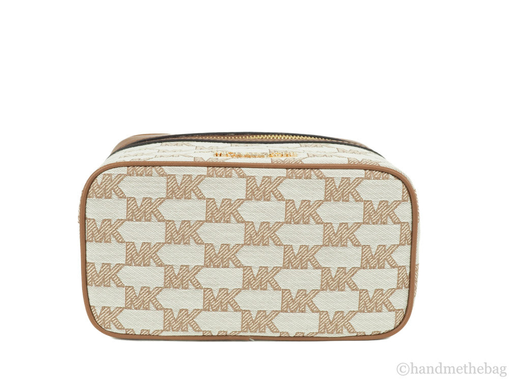 Michael Kors Jet Set Medium Luggage Jacquard Canvas Zip Trunk Crossbody Handbag
