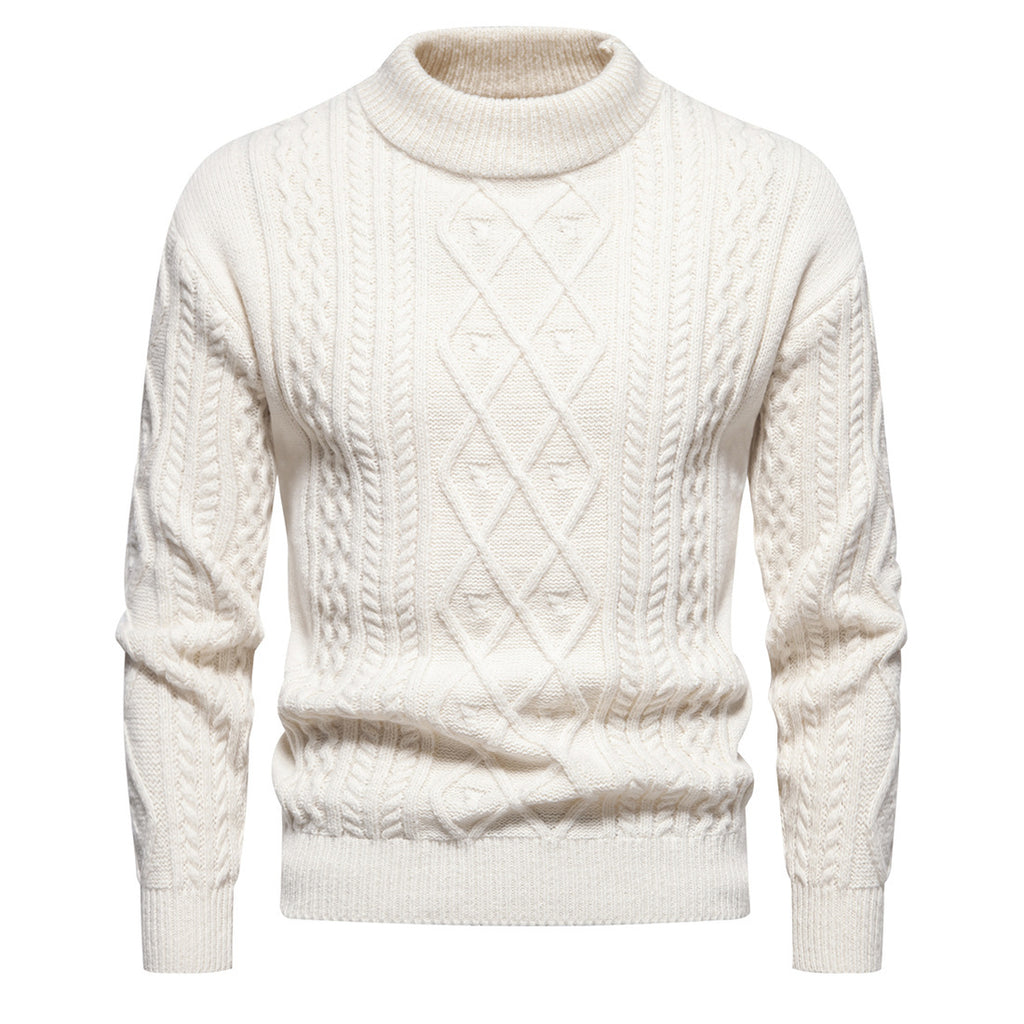 Men's Solid Color Round Neck Sweater Shirt