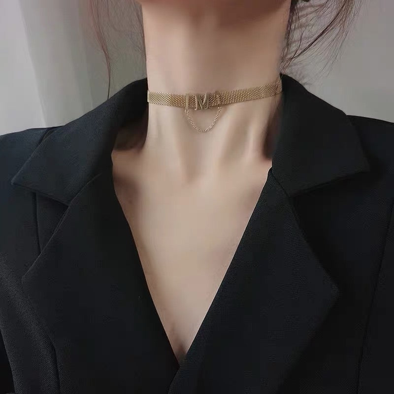 Women's Retro Geometric Stainless Steel M Necklace