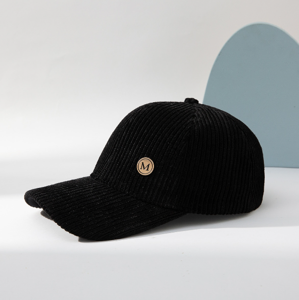 Warm Sunshade Corduroy Baseball Cap with Metal M