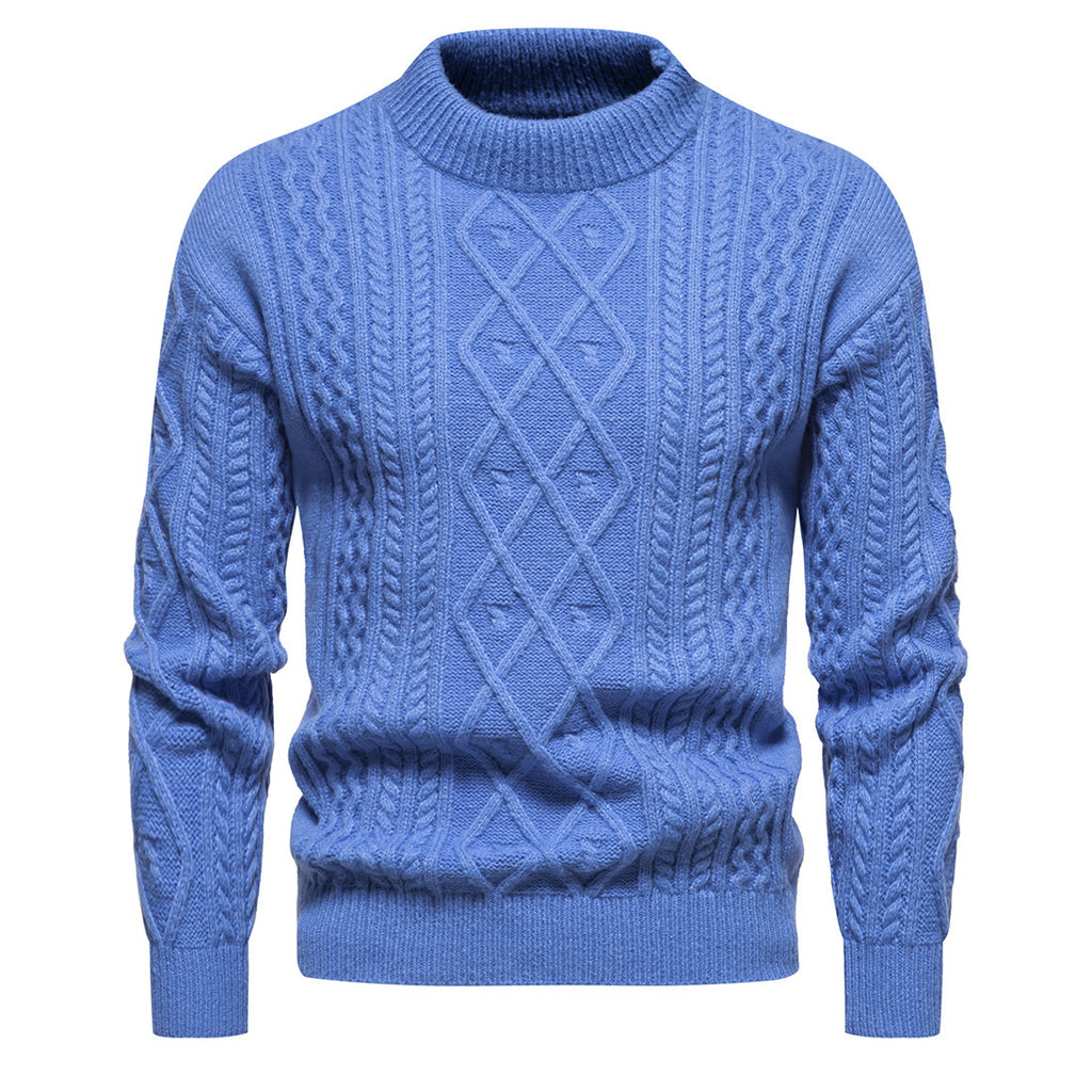 Men's Solid Color Round Neck Sweater Shirt