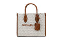 Michael Kors Mirella Small Vanilla PVC Top Zip Shopper Tote Crossbody Handbag