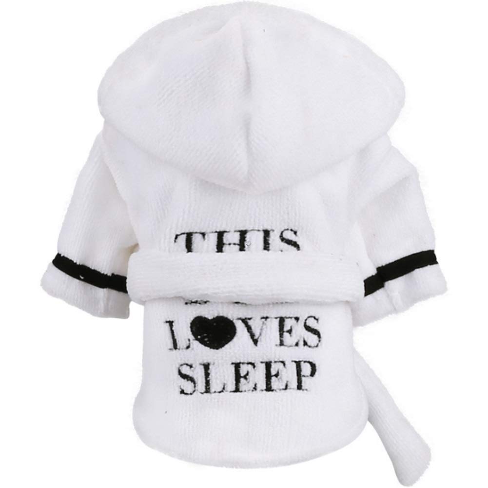 Stock Show Pet Pajama with Hood Thickened Luxury Soft Cotton Hooded Bathrobe Quick Drying and Super Absorbent Dog Bath Towel Soft Pet Nightwear for Puppy Small Dogs Cats White M
