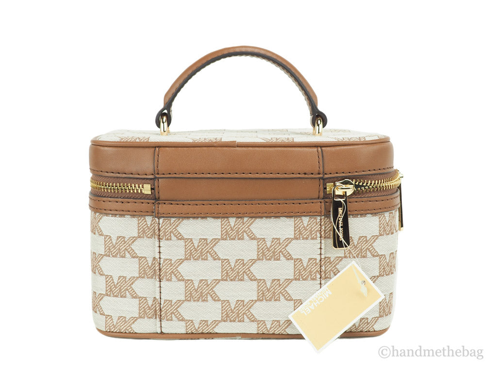 Michael Kors Jet Set Medium Luggage Jacquard Canvas Zip Trunk Crossbody Handbag