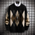 Men's Loose Plaid Round Neck Sweater Top