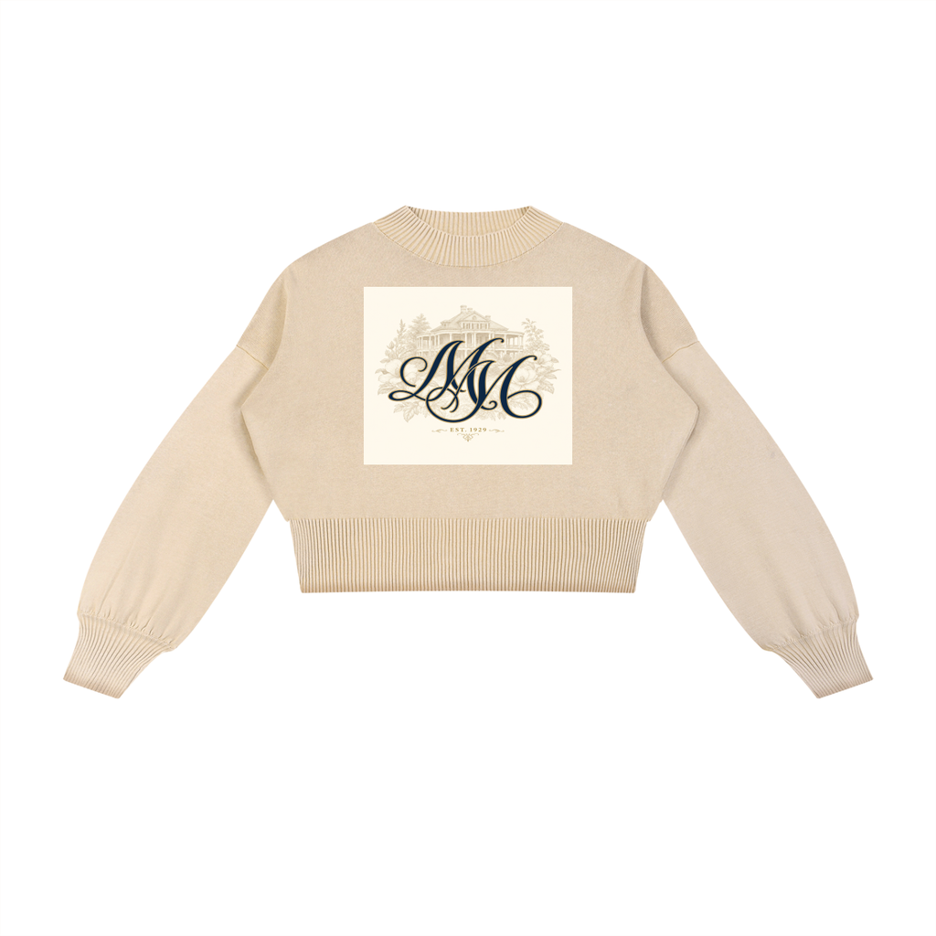 Mineral Wash Balloon Sleeve Cropped Sweater