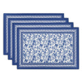 Blue Floral Branches Placemats Set of 4 ，12 x 18 Inch Chinoiserie Table Mats Washable Heat Resistant Linen Fabric Rectangle Place Mat for Indoor Outdoor Kitchen Dining Home Decor