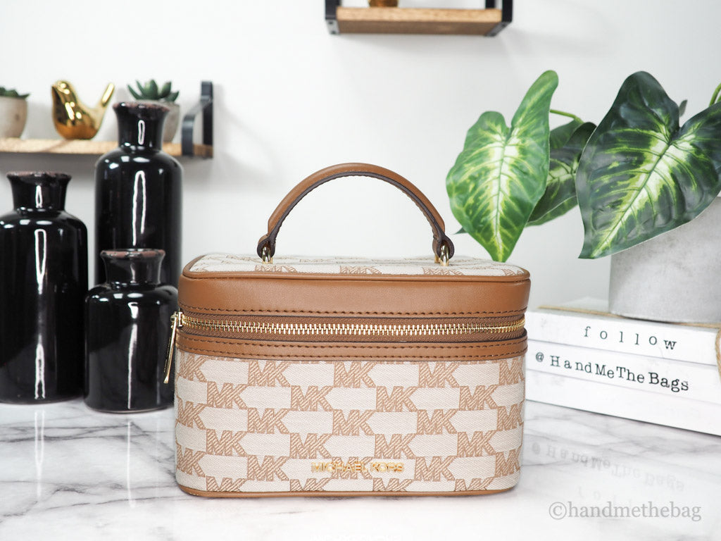 Michael Kors Jet Set Medium Luggage Jacquard Canvas Zip Trunk Crossbody Handbag