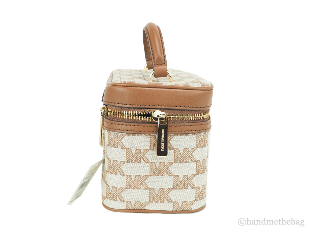 Michael Kors Jet Set Medium Luggage Jacquard Canvas Zip Trunk Crossbody Handbag