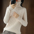Chunky Neck Cable Knit Sweater for Women, Long Sleeve