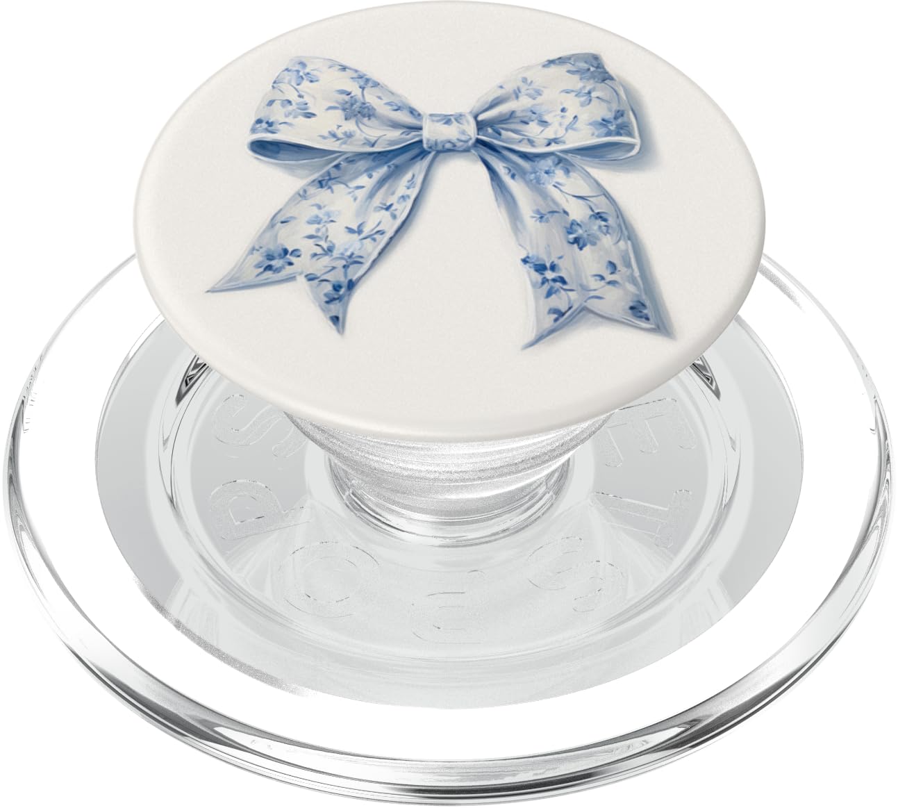 Chinoiserie white and blue Bow coquette PopSockets MagSafe PopGrip for iPhone