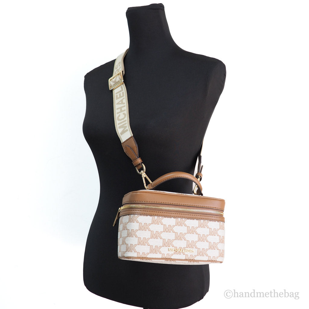 Michael Kors Jet Set Medium Luggage Jacquard Canvas Zip Trunk Crossbody Handbag