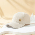 Warm Sunshade Corduroy Baseball Cap with Metal M
