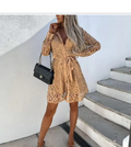 Lace Mini Dress with Tie - Gold / M / 2023 Fashion