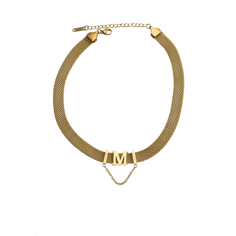 Women's Retro Geometric Stainless Steel M Necklace