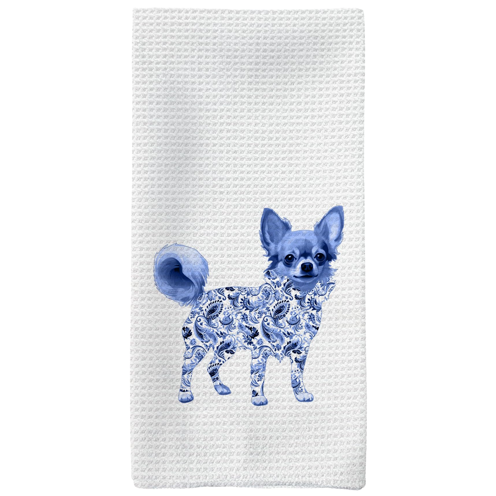 Tzhim Chihuahua Gifts Kitchen Towels Blue and White Chinoiserie Chihuahua Dog Hand Towels Chihuahua Gifts for Women Men Dish Towels Dishcloths Tea Towels for Kitchen Dog Lover Gifts 16x24in