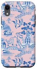 iPhone XR Preppy Blue and Pink Willow Pattern Chinoiserie Toile Case