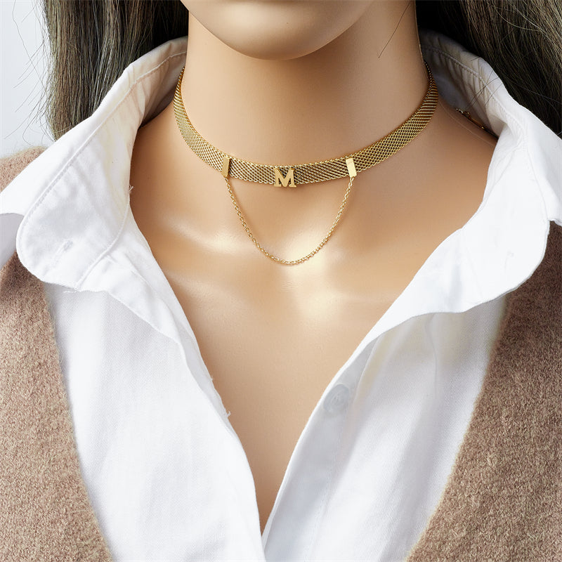 Women's Retro Geometric Stainless Steel M Necklace