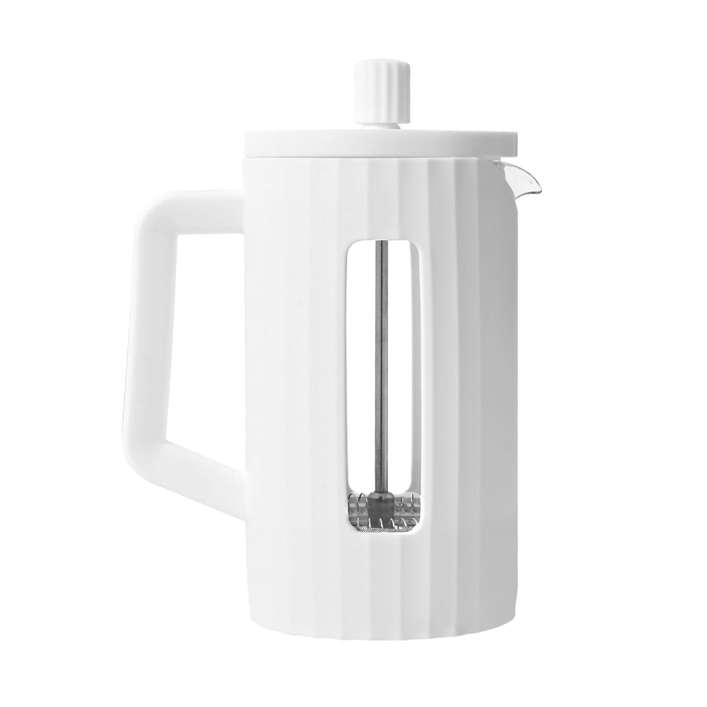 The jze French press coffee tea maker，20oz small french press，borosilicate glass french presses， fashion french press coffee maker，Simple operation tea press，White
