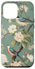iPhone 12 Pro Max Chinoiserie birds in green Case