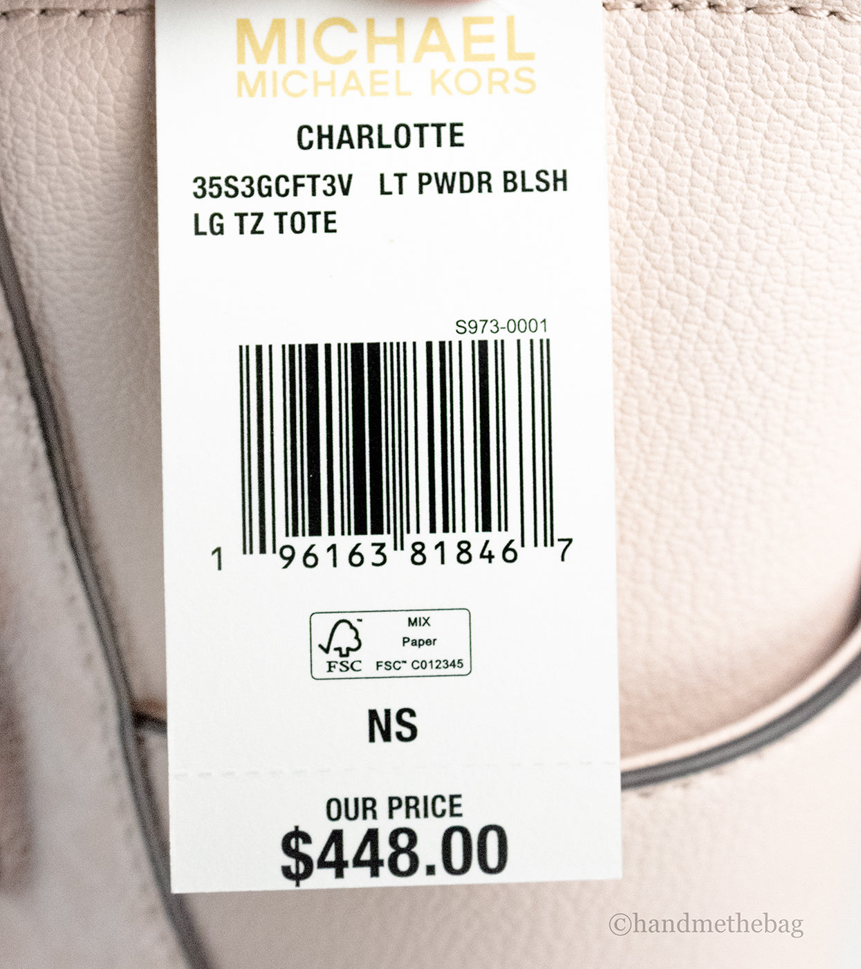 Michael Kors Charlotte Large Light Powder Blush Signature PVC Top Zip Tote Handbag