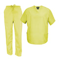 M&M Scrubs Mens Scrub Set Medical Scrub Tops and Pants (Large Yellow)